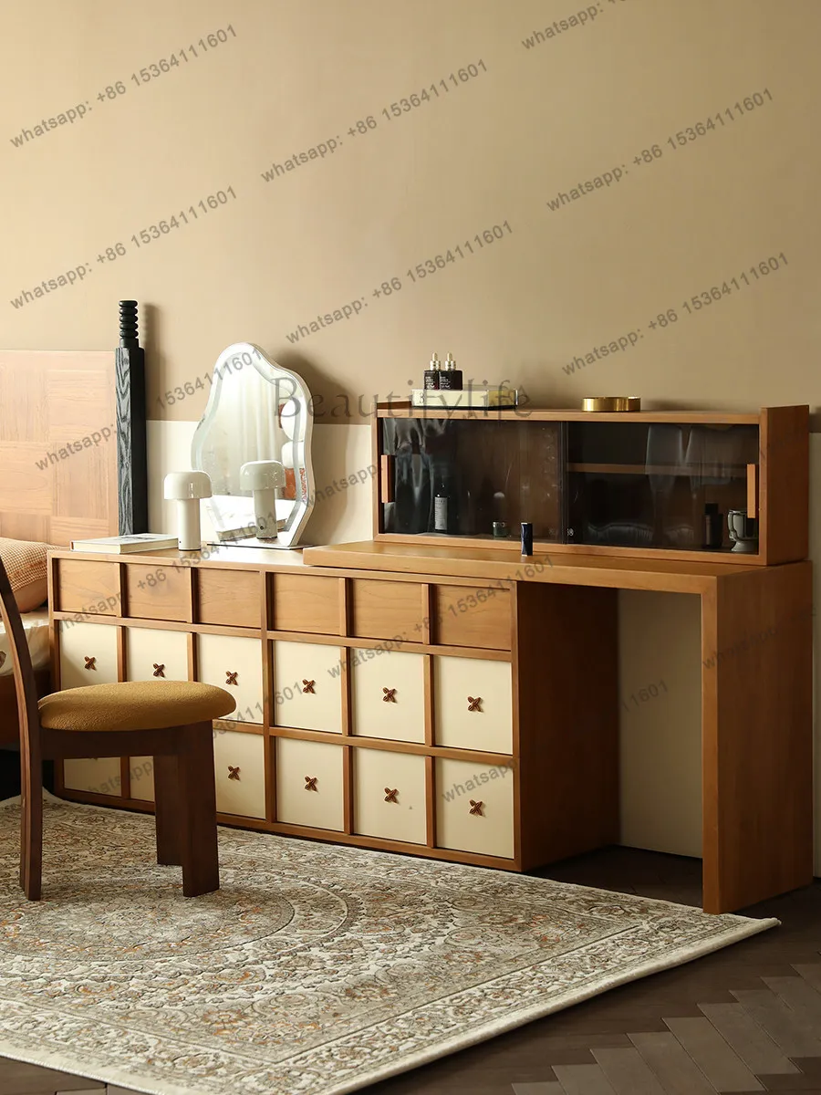 Medieval solid wood veneer French retro dresser simple corner