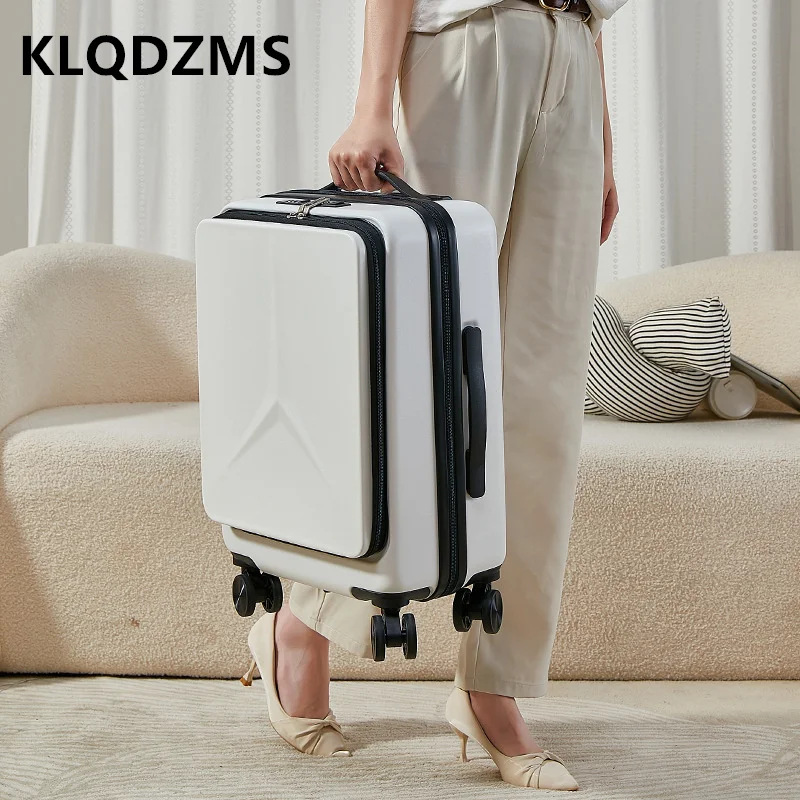 Klqdzms-USB充電付き旅行用ラゲッジ、キャビン荷物、フロント開口部、ラップトップトロリーケース、20 \