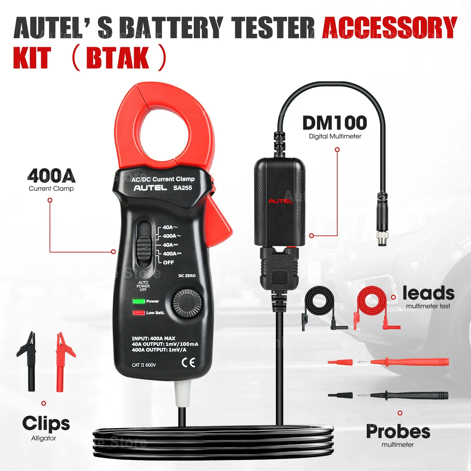 Autel MaxiBAS BTAK Autel Battery Tester Accessory Kit Work with Autel MaxiBAS BT608/ BT609 Battery Analysis Tool