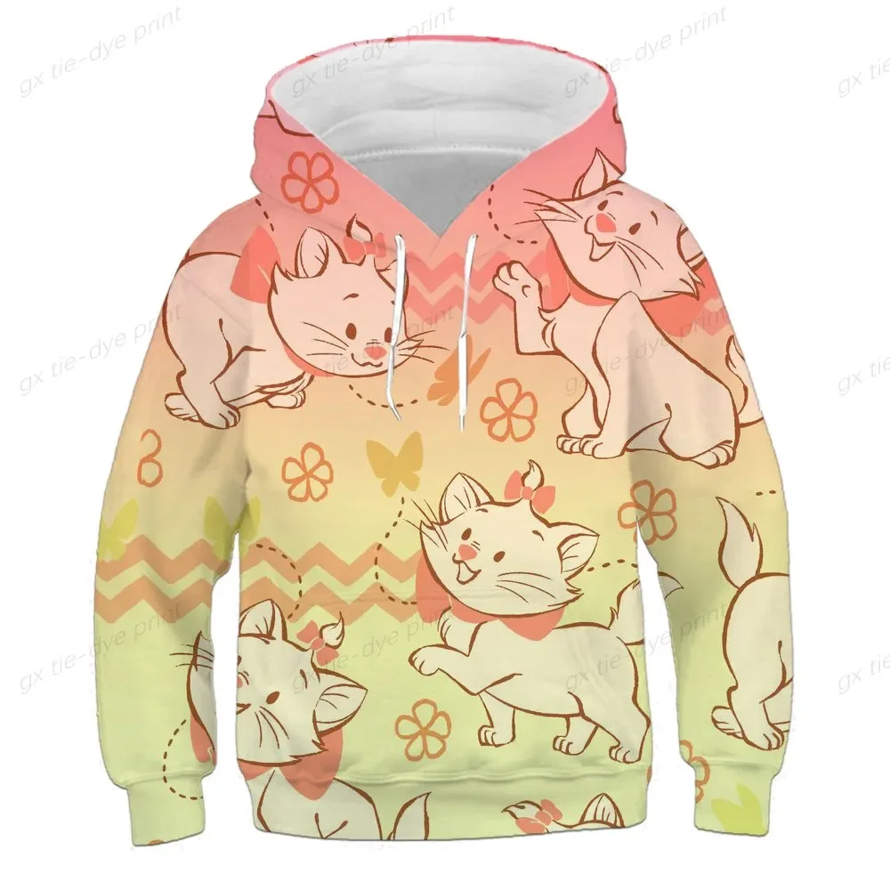 New Casual Hooded Sweatshirt, Disney Mary Cat 3d Printing, Children's Hoodie, Long Sleeve Pullover, Street, Boys And Girls