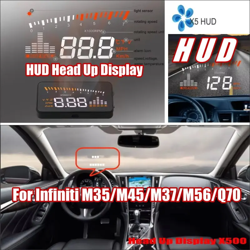 

For Infiniti M35/M45/M37/M56/Q70 2000-2026 Car HUD Head Up Display Auto Accessories Windshield Safe Driving Screen Projector