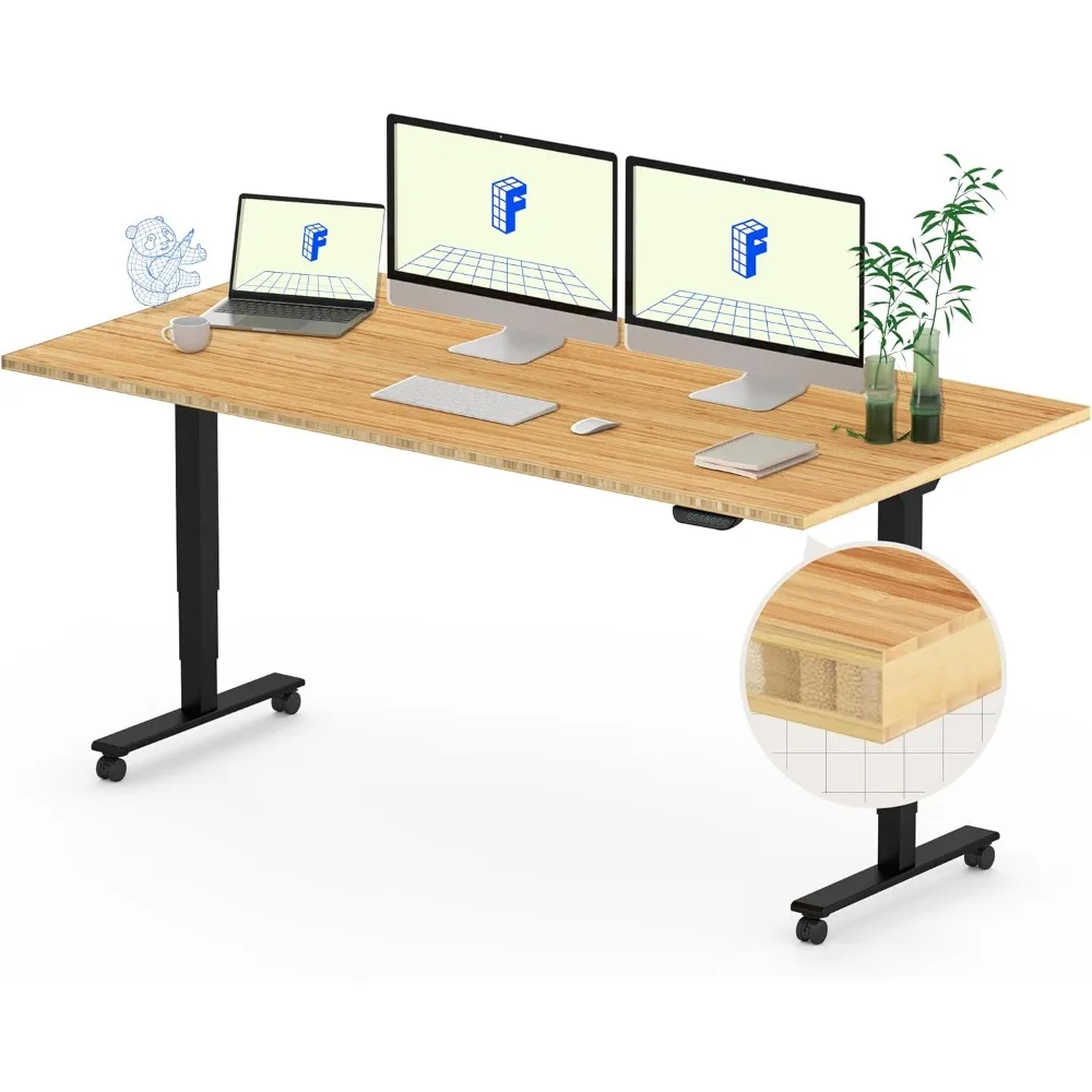 

E6 MAX Bamboo Dual Motor 3-Stage Standing Desk, 60"x30" Electric Height Adjustable Desk for Standing Work