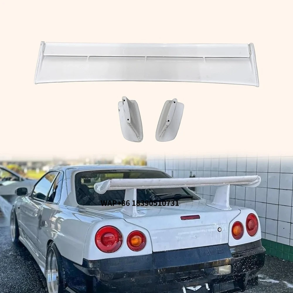 

For R34 Skyline GTR GTT FRP Unpaint Rear Trunk Boot OE Spoiler Wing With JUN High Spoiler Leg