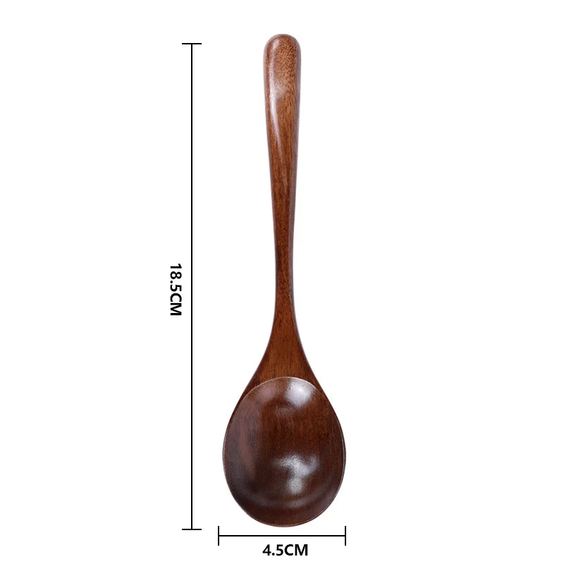 1Pcs  Japan-Style Wooden Spoon Kitchen Cooking Soup Dinner  Teaspoon Coffee Honey   Dessert Ice Cream