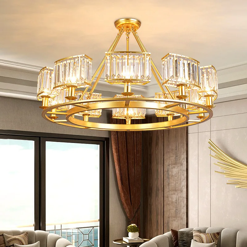 

Post-modern Crystal Chandeliers for Living Room Villas Bedroom Dining Room Bar Iron Art Ceiling Pendant Lamp Indoor Home Decor
