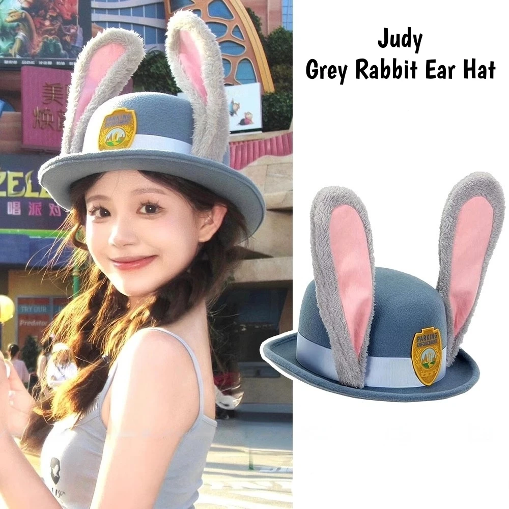 

Джуди шляпа плюшевая косплей аниме кролик шерифа костюмы реквизит кавайные шапки с кроличьими ушками капитанская полиция необычные шапки
