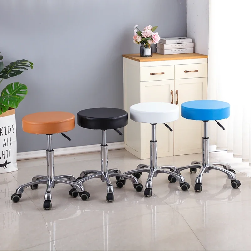 ‌Bar Height Swivel Stool, Adjustable Counter Seat, PU Leather Salon Chair, Heavy-Duty Office Chair