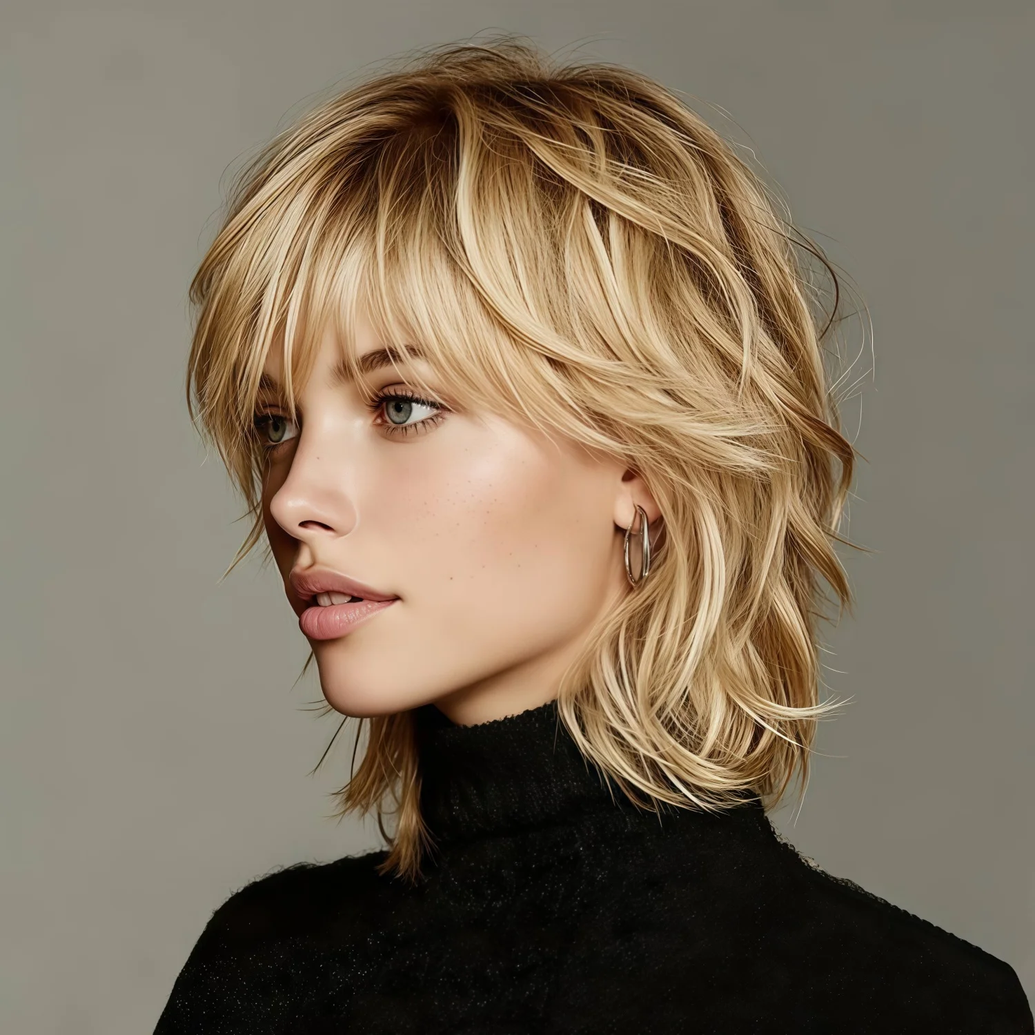 Honey Blonde Pixie Cut Synthetic Wig with Bangs
