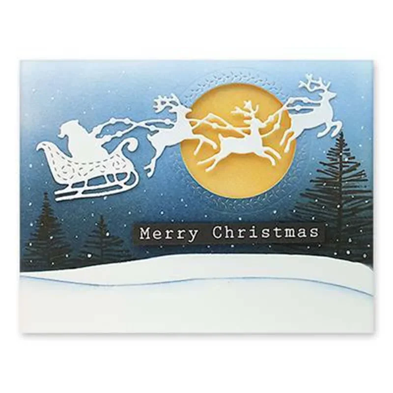 Christmas Cutting Dies Scrapbooking Santa Claus Sled DIY Craft Deco Album Paper Card Making Embossed Decoration