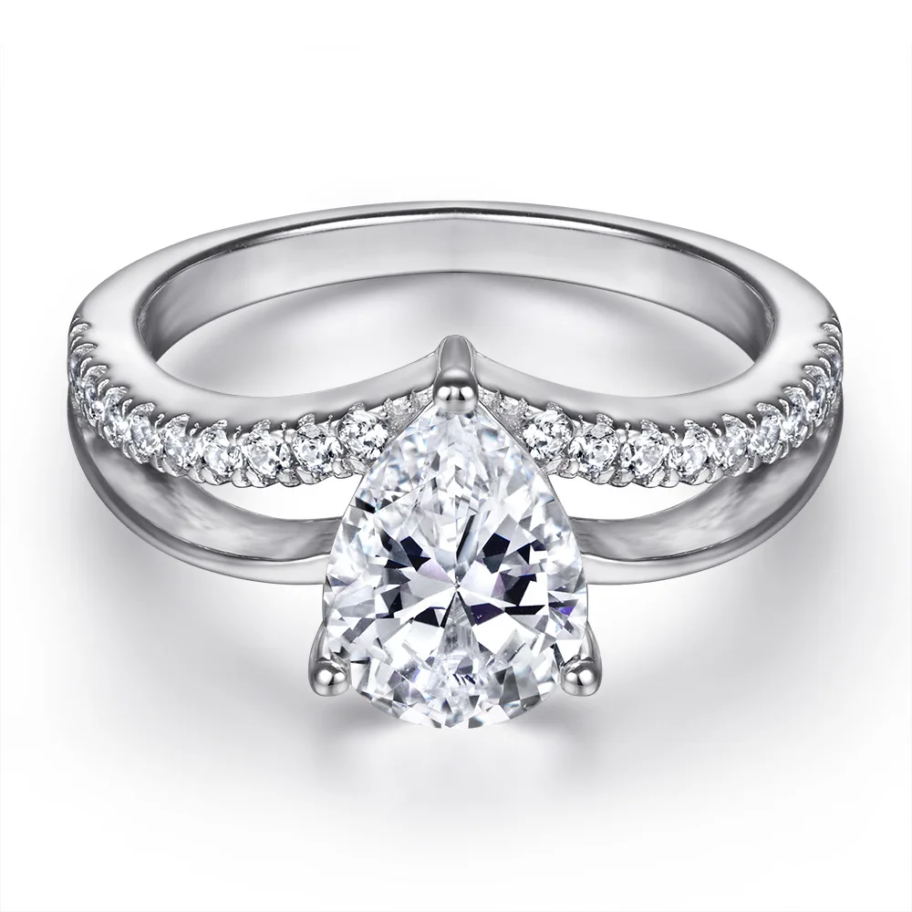 

S925 pure silver plated 18K gold PT950 platinum heart-shaped gemstone ring personalized gemstone ring for women