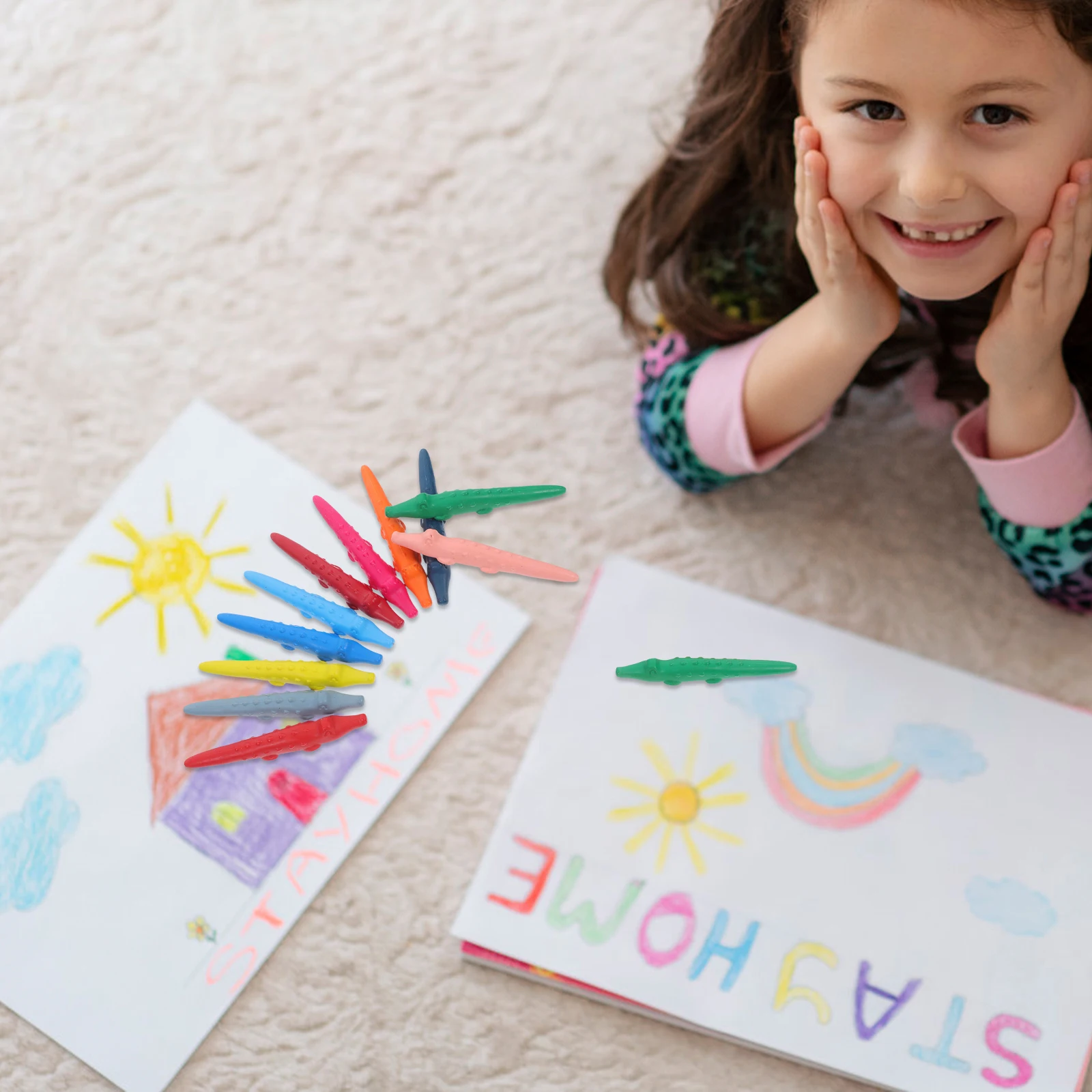 

12Pcs Water Washable Crayons Vibrant Colors Reusable Dry Erase Design Ideal for Childrens Craft Activities Classroom Painting