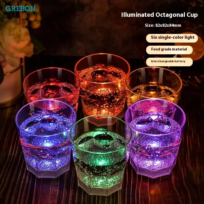 Replaceable Battery Led Champagne Glasses Flutes Cocktail Glowing Cup Light Christmas Wedding Party Bar Night Club Flashing Cups