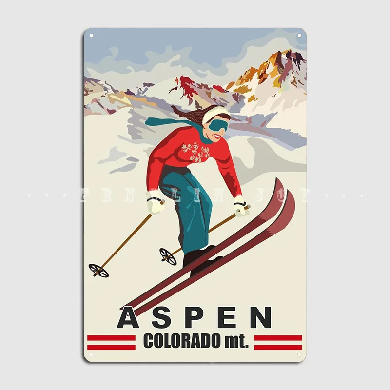 Aspen Metal Sign Club Party Party Wall Decor Vintage Tin Sign Poster