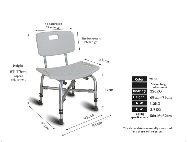 Simplywalk Aluminum Alloy 200KG Bath Shower Chair Backrest Bathroom Disabled People UKCA Annual Contract