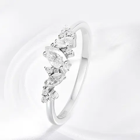 Smyoue 0,58 ctw Marquise Cut Weeding Moissanit Ringar för Kvinnor Dubbel Halo Högkvalitativt 925 Sterling Silver Halv Evighetsband 10 best sales mästerkvalitet - №9