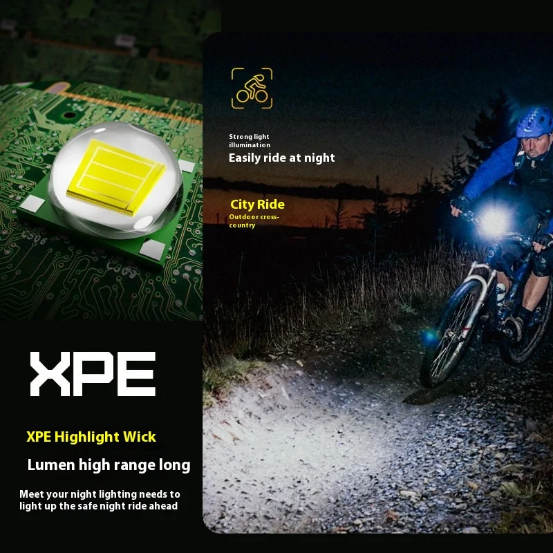 Solar Rechargeable Bicycle Headlight Horn Light Mountain Bike Night Riding Light USB Charging Outdoor