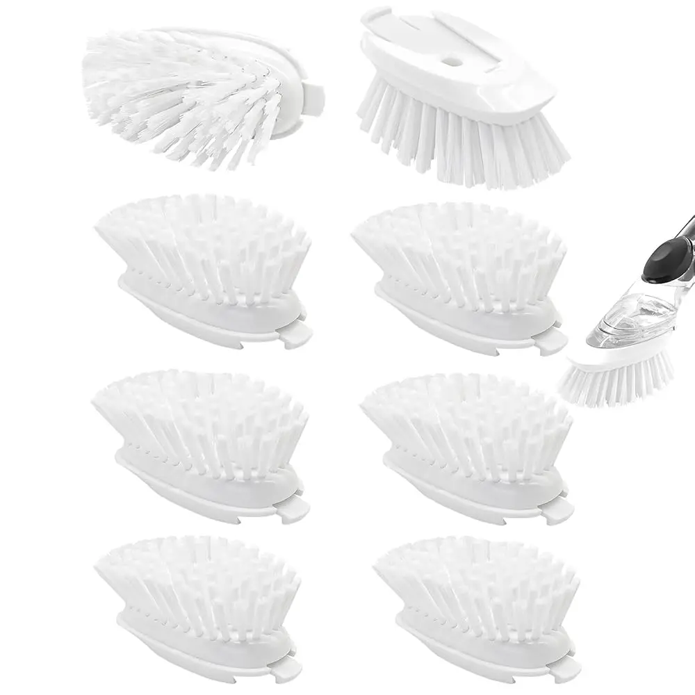 Brush Refills for OXO Dish Brush - 8 Pack Dish Brush Cleaning Soap Dispensing Head Replacement for Scrubber (White)