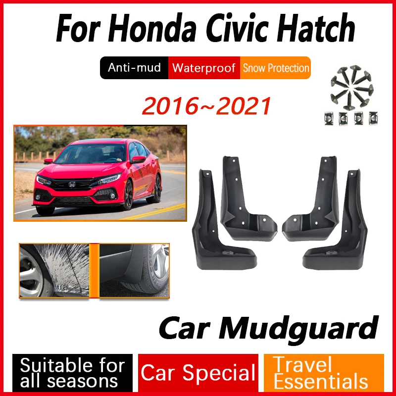 

Car Wheel Fenders Fit For Honda Civic 2016~2021 Hatchback Anti-splash Mudguards Splash Guards Mudflaps Exterior Auto Accessories