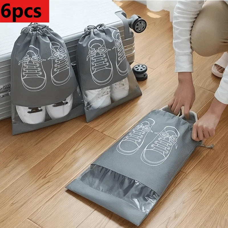 6pcs Shoes Storage Organizer, Portable Shoes Storage Drawstring Bundle Pocket, Perfect Shoes Storage Bag For Travel