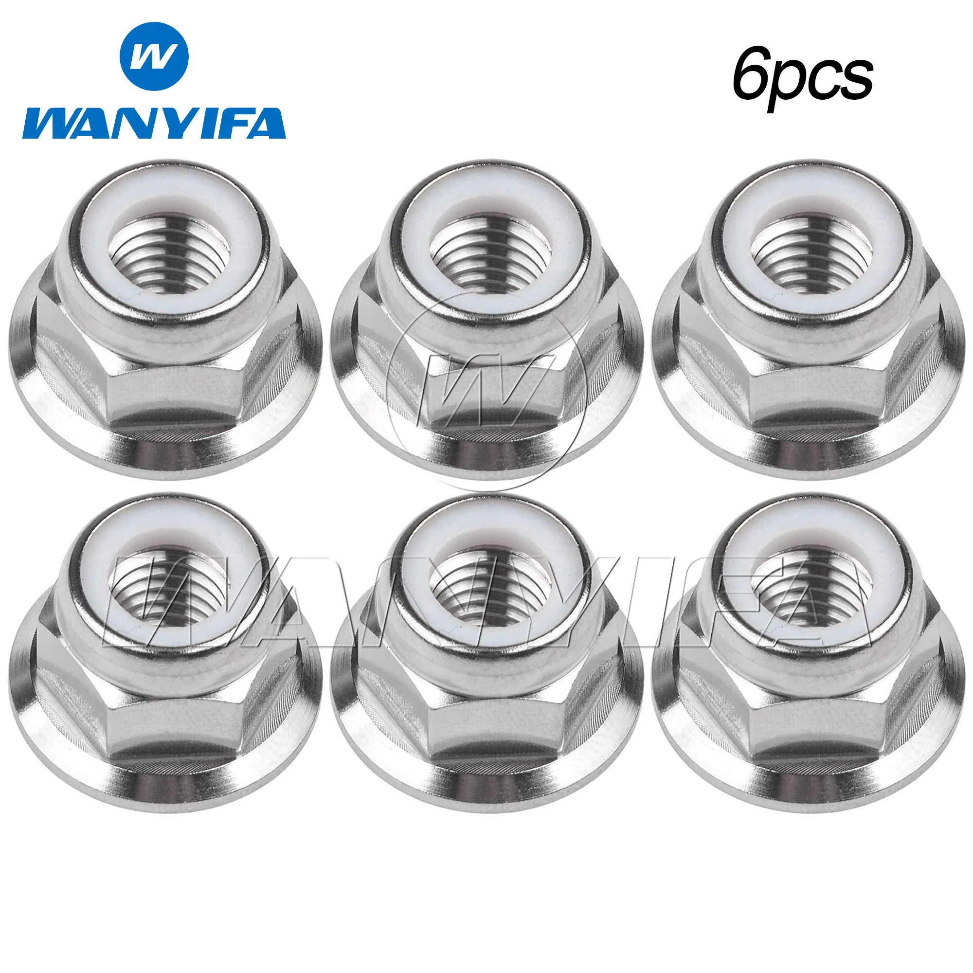 

Wanyifa 6pcs Titanium Nut M6 M8 M10 M12 M14 Flange Nylon Lock Nuts for Bicycle Motorcycle Car Ti Fasteners