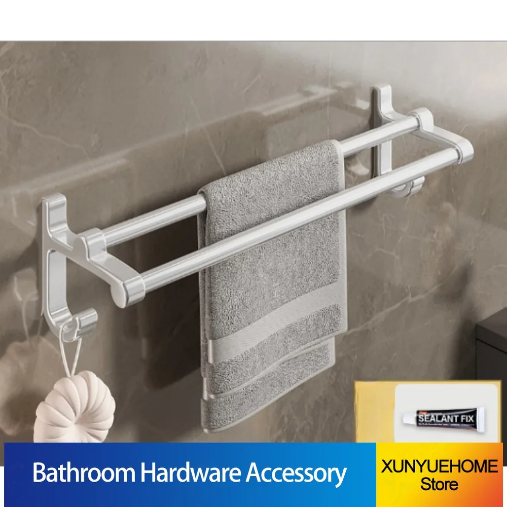 Towel Rack Cloth Holder Matter Silver Aluminum Fold Hanger Wall 50-60CM Shower Bar Rail Toilet Storage Shelf Bathroom Accessorie