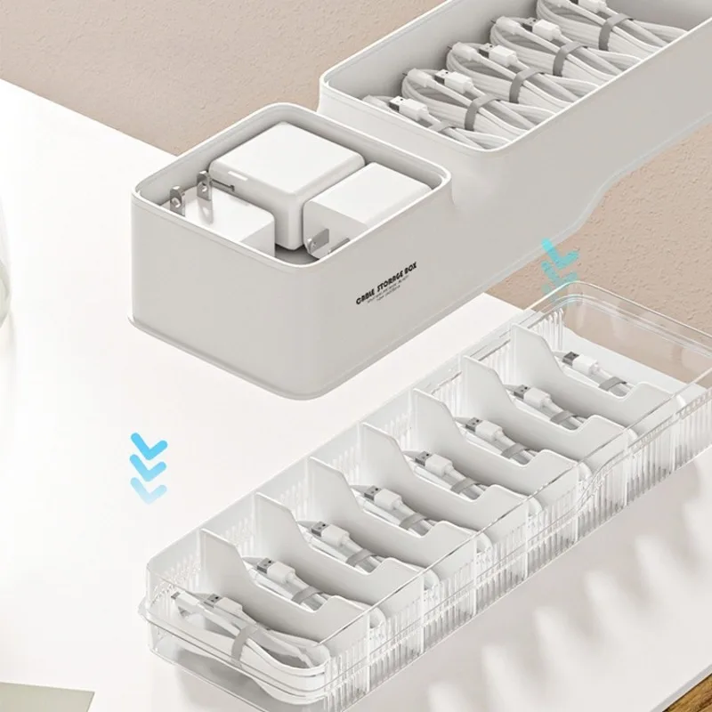 Data Cable Storage Box Charging Cable Phone Charging Plug Storage Desktop Cable Organizer Cable Storage Box Desk Assessories