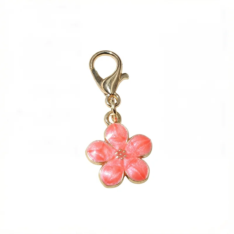 10pcs Lobster Clasp with Enamel Flower Charms