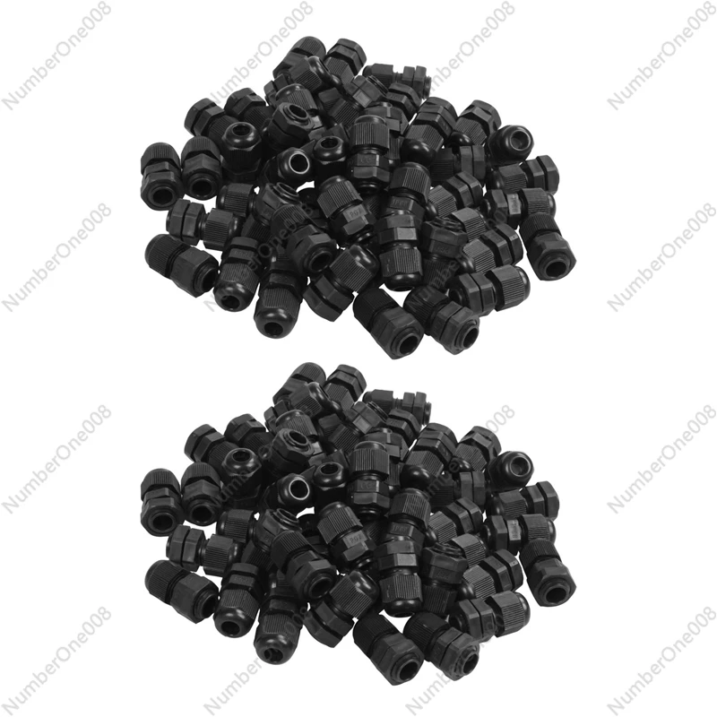 PG7 Black Nylon Waterproof Strain Relief,Cord Grip,Cable Gland 3.5-6 Mm 100Pcs