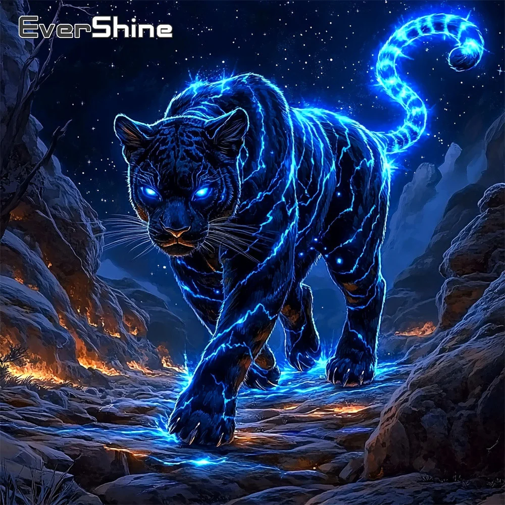 EverShine Diamant-Mosaik, Leopardenbild aus Strass, Stickerei, Tier, vollständige quadratische Stickerei, Malerei, Berg, 5D-Heimdekoration