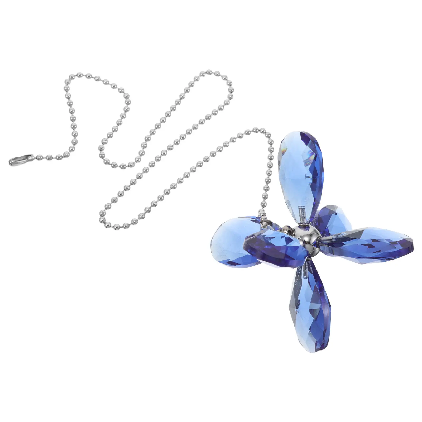 Crystal Flower Ceiling Fan Pull Chain Extender Suncatcher Pendant Decorative Light Cord Garden Hanging Decor