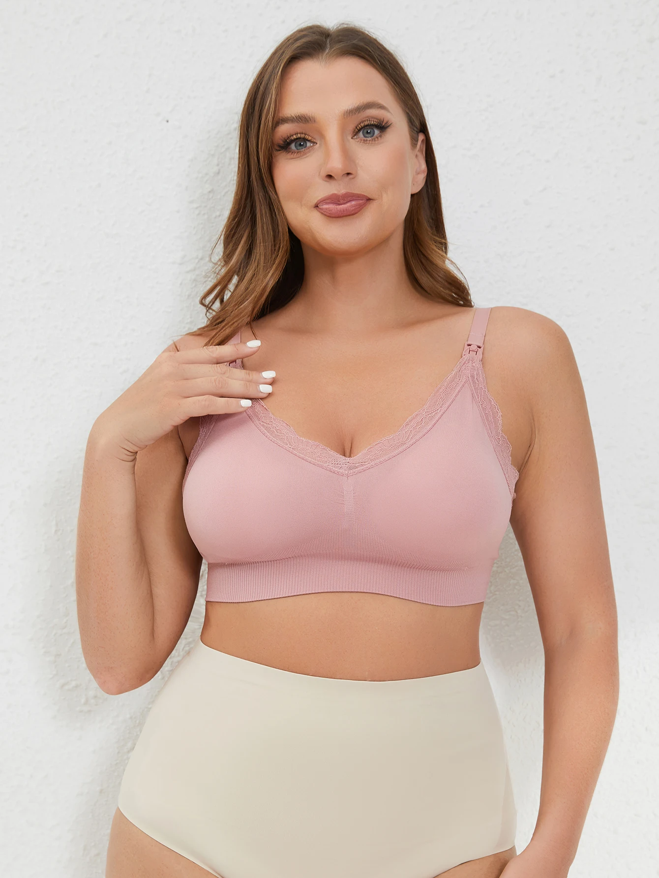 Soutien-gorge d'allaitement en dentelle pour femme, respirant et confortable, soutien-gorge d'allaitement sexy, sans fil, mise en forme, grande taille