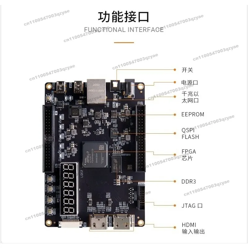 FPGA Development Board Black Gold for Artix7 A7 XC7A35T HDMI Professional Learning