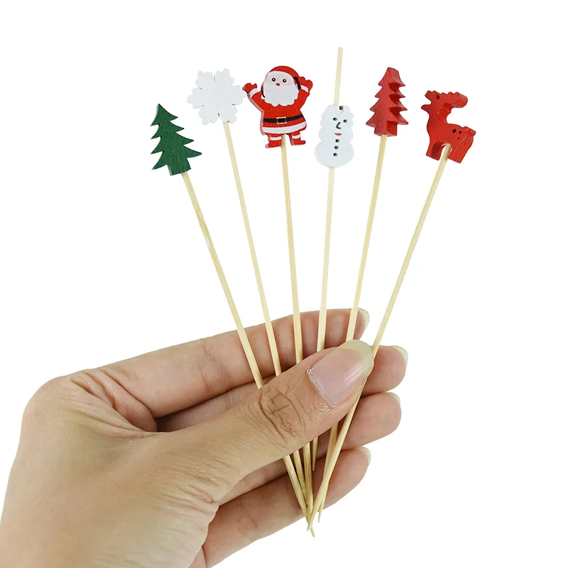 50 Stücke Weihnachten Bambus Essen Picks Zahnstocher Santa Dessert Buffet Obst Salat Weihnachtsdekoration Neujahr Weihnachten Party Supplies – Detail 5