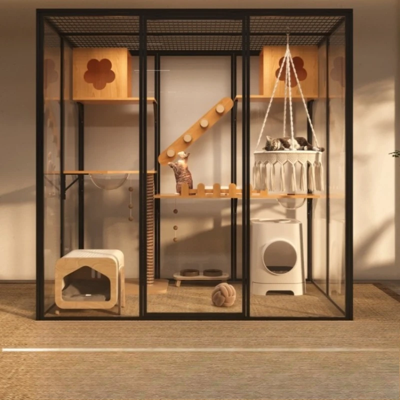 Glass Cat Villa Cat House Cat House Large Panoramic Luxury Extra Large  Cage House Pet Shop  Cabinet