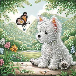 RUOPOTY Special Shape Diamond Art Painting Kits For Adults Dog Round Full Drill Diamond Art Painting Kits Crystal Rhinestones