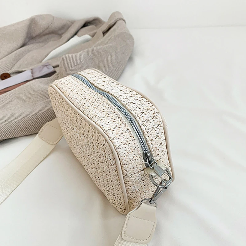 Hot Selling New Small Bag Straw Woven Bag Women\'s Simple Crossbody Bag Holiday Beach Bag Handheld Woven Bag Fashion Shoulder Bag