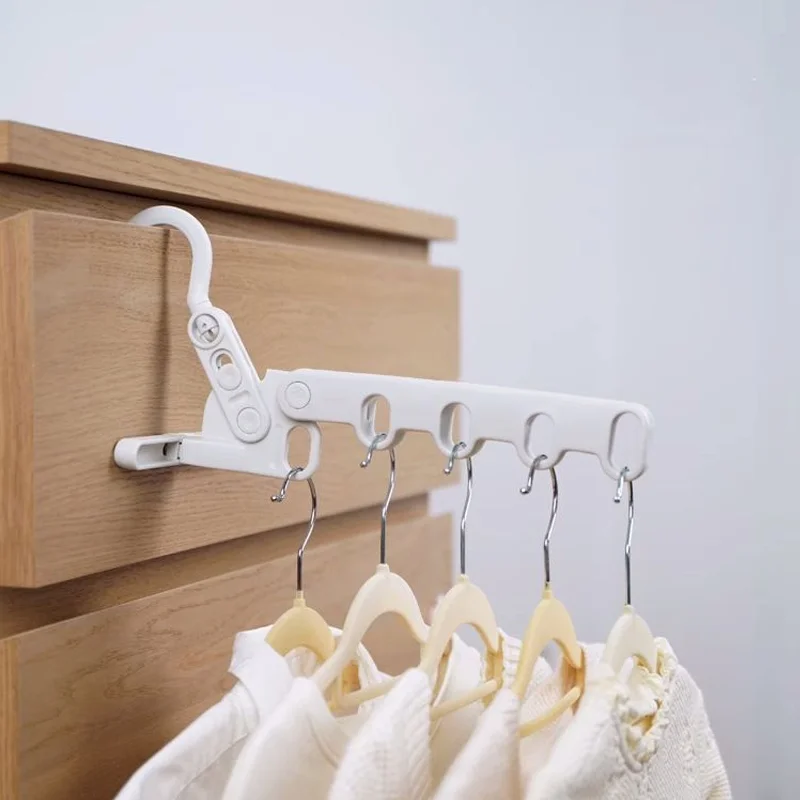 

Foldable Travel Hanger Folding Clothes Drying Rack Travel Hangers Portable Hanging Rack with 5 Holes for Hotel Camping Travel