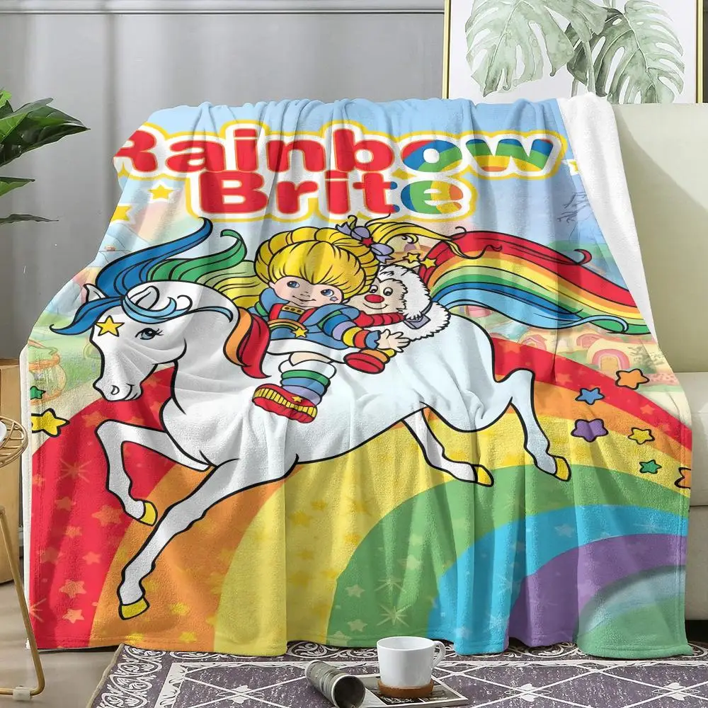 R-Rainbows Cute Brite Überwurfdecke, weiche Flanelldecke, leicht, für den Sommer, für Zuhause, Nickerchen, atmungsaktiv, für Sofa, Bett, gemütliche Reisen