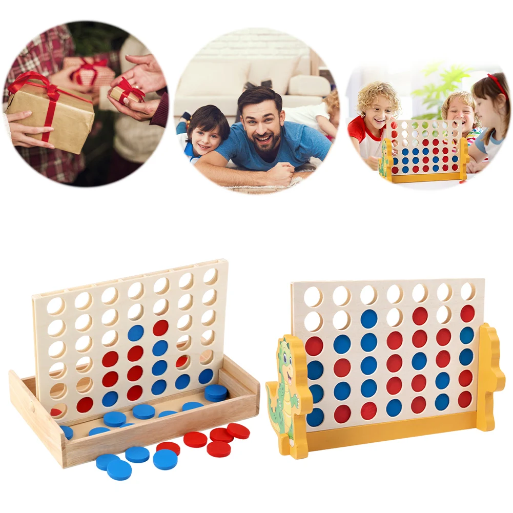 Wooden 4 in A Row Game Wood Connect Game Connect The 4 Discs of Same Colour in A Row Classic Strategy Game for Kids and Family