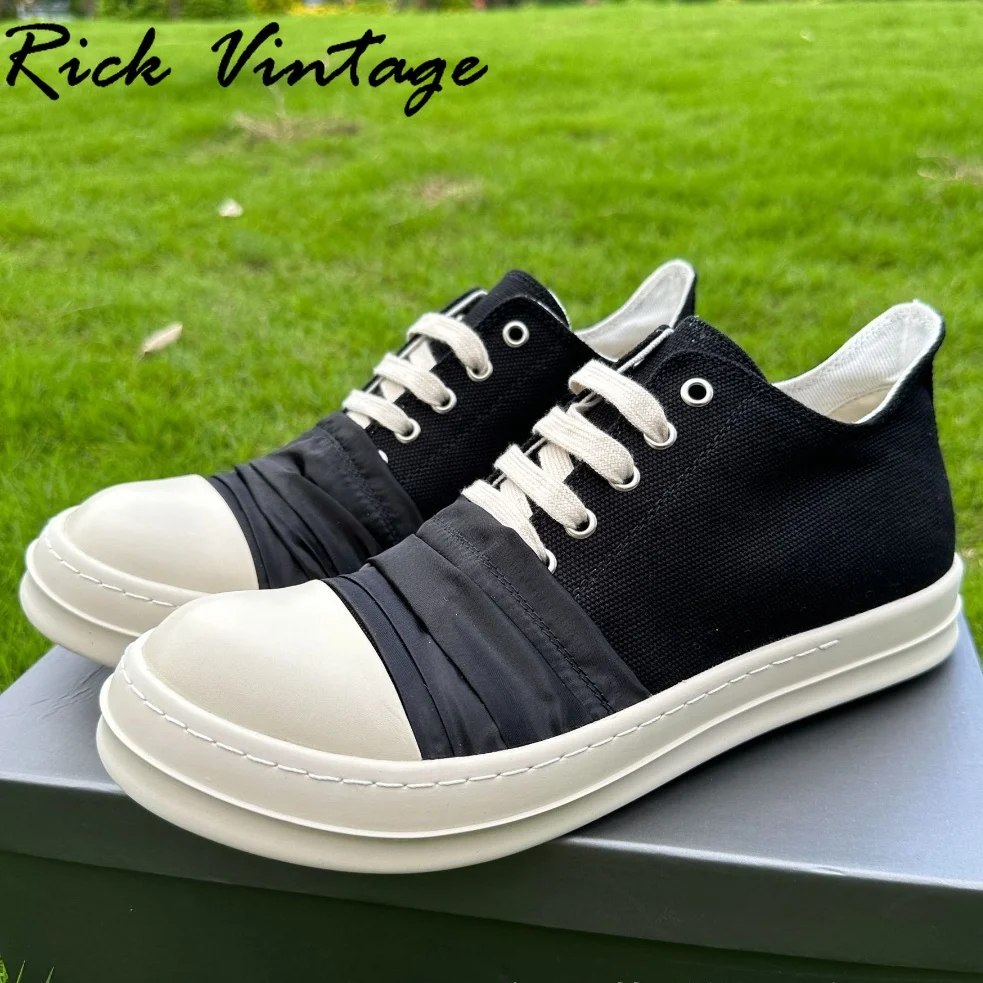 

Rick Vintage Men Canvas Shoes Round Toe Lace Up Black Male Sneakers Breathable Big Size Knight Shoes Canvas Shoes for Couples
