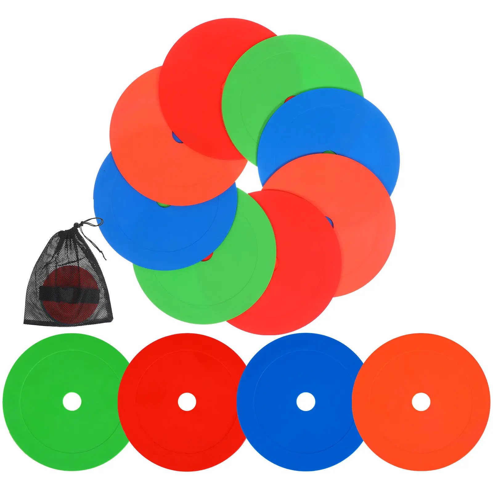 

12Pcs Flat Disc Spot Markers Soccer Training Equipment Kit for Football Agility Drills Ball Control Passing Practice Grass Hard