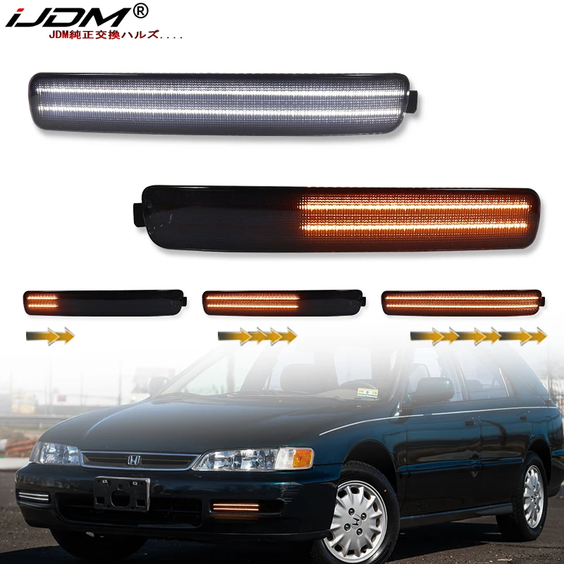 Car Daytime Running Lights Assy For Honda Accord 2D Coupe /4D Sedan White/Amber DRL Sequential Flash Turn Signal Feature 96-97