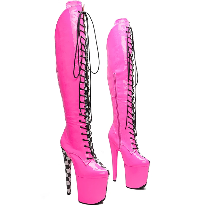 Leecabe 20CM/8Inch PU Upper two color Exotic Sexy Fashion Trend Platform disco party High Heels Shoes Pole Dance boot