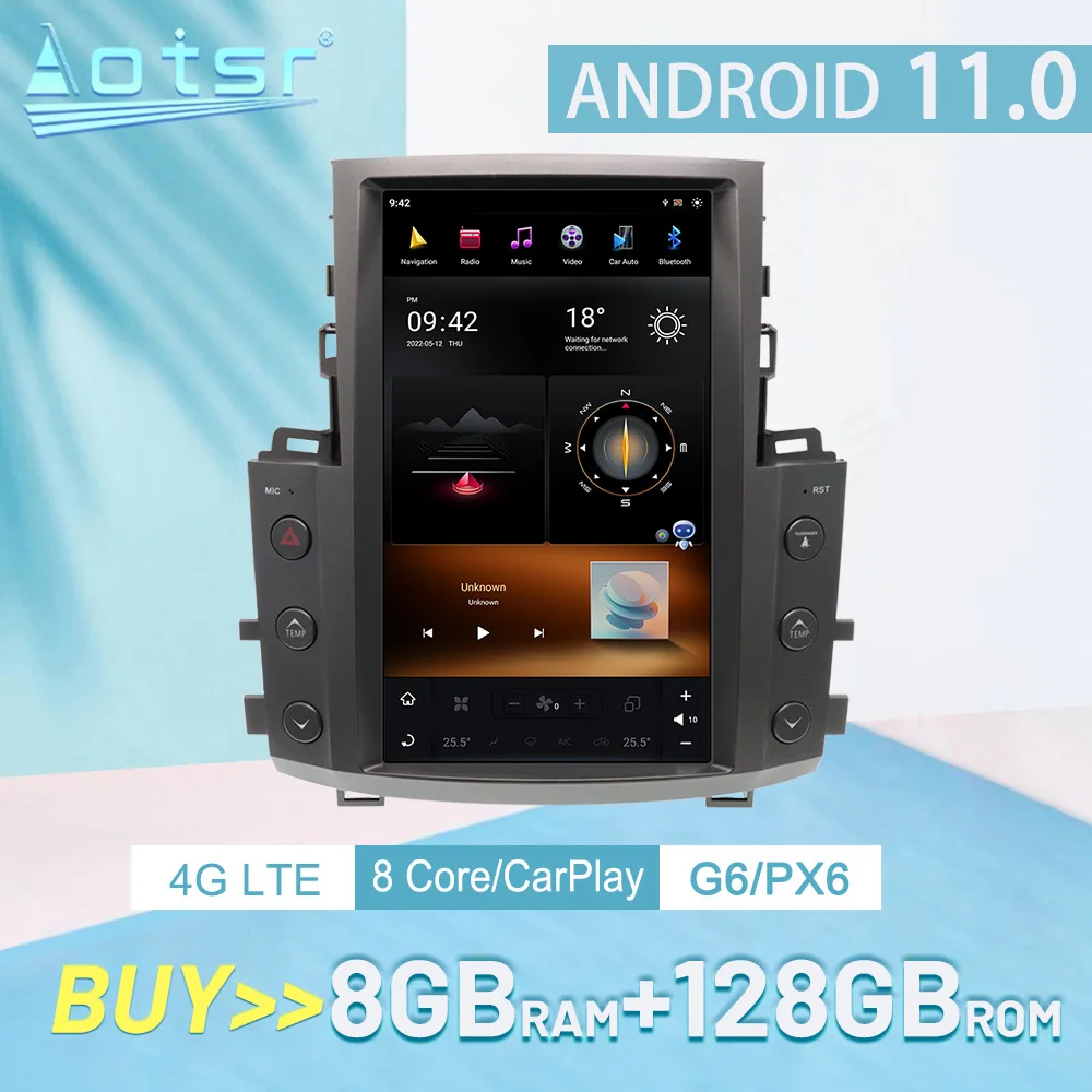 8+128GB Carplay For Lexus LX570 2007-2015 Android 11 PX6 Car Stereo Radio Multimedia Player GPS Navigation Auto Audio Head Unit