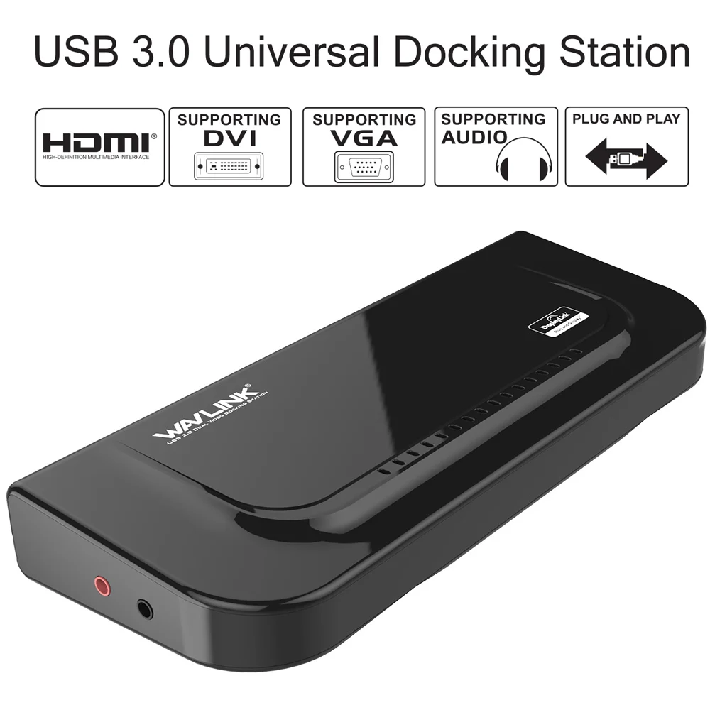 Imagem -04 - Wavlink Usb 3.0 Universal Display Duplo Docking Station Gigabit Ethernet com Saída de Áudio Hdmi Dvi Vga Entrada para Computador Portátil pc Mac