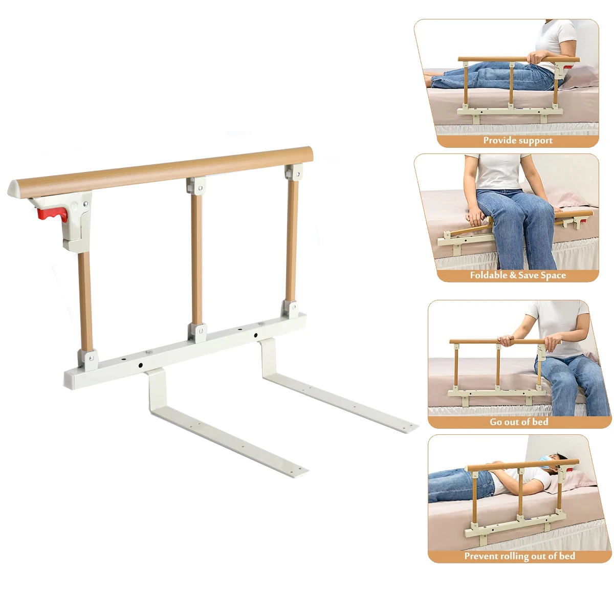 Bettgitter-Gehäuse, klappbare Bettgitter, Sicherheitsbarriere für Erwachsene, Sicherheitsgeländer für Krankenhaus, Behinderte, Kinder – Detail 11