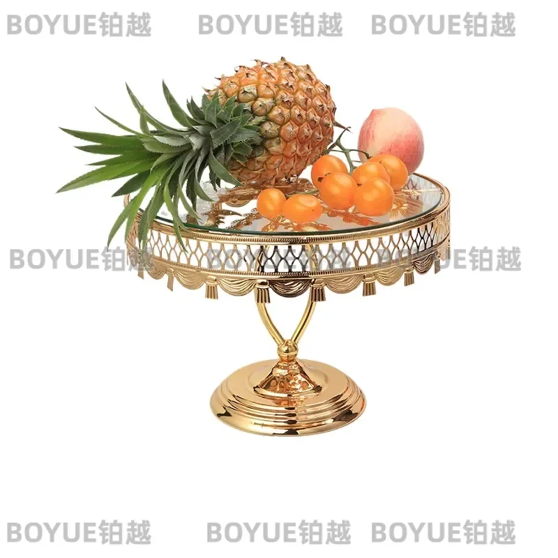 Nordic Wrought Iron Cake Stand Round Metal Fruit Plate Wedding Dessert Tray Home Snack Holder Decorative Serving Platter