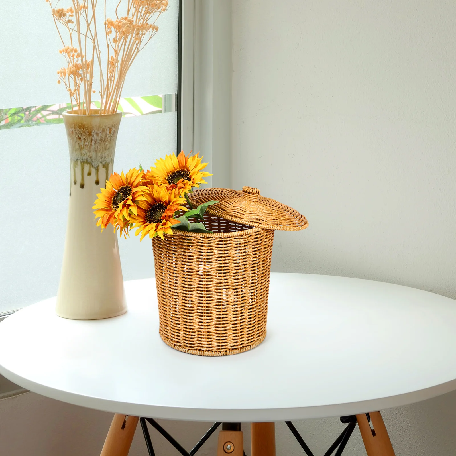 

Pp Storage Basket With Lid Multipurpose Hamper Clothes Organizer Bedroom Home Dirty Laundry Container Handheld Portable Baskets