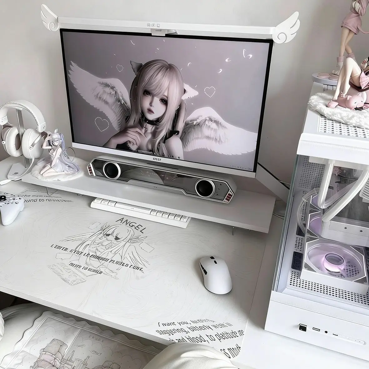 Original Anime Cute Line Leather Super Large Computer E-sports Keyboard Mouse Pad Waterproof and Anti-Skid Student Desktop Pad