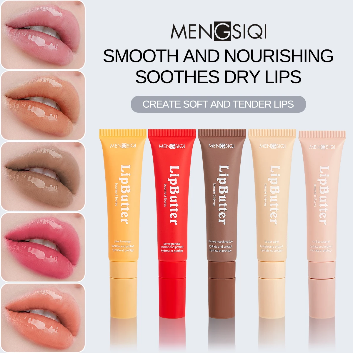 Summer Soft and Soothing Multi-Color Lipstick Moisturizing Transparent Lip Gloss Lip Makeup (Smooth Soft Tubular Mirror Li